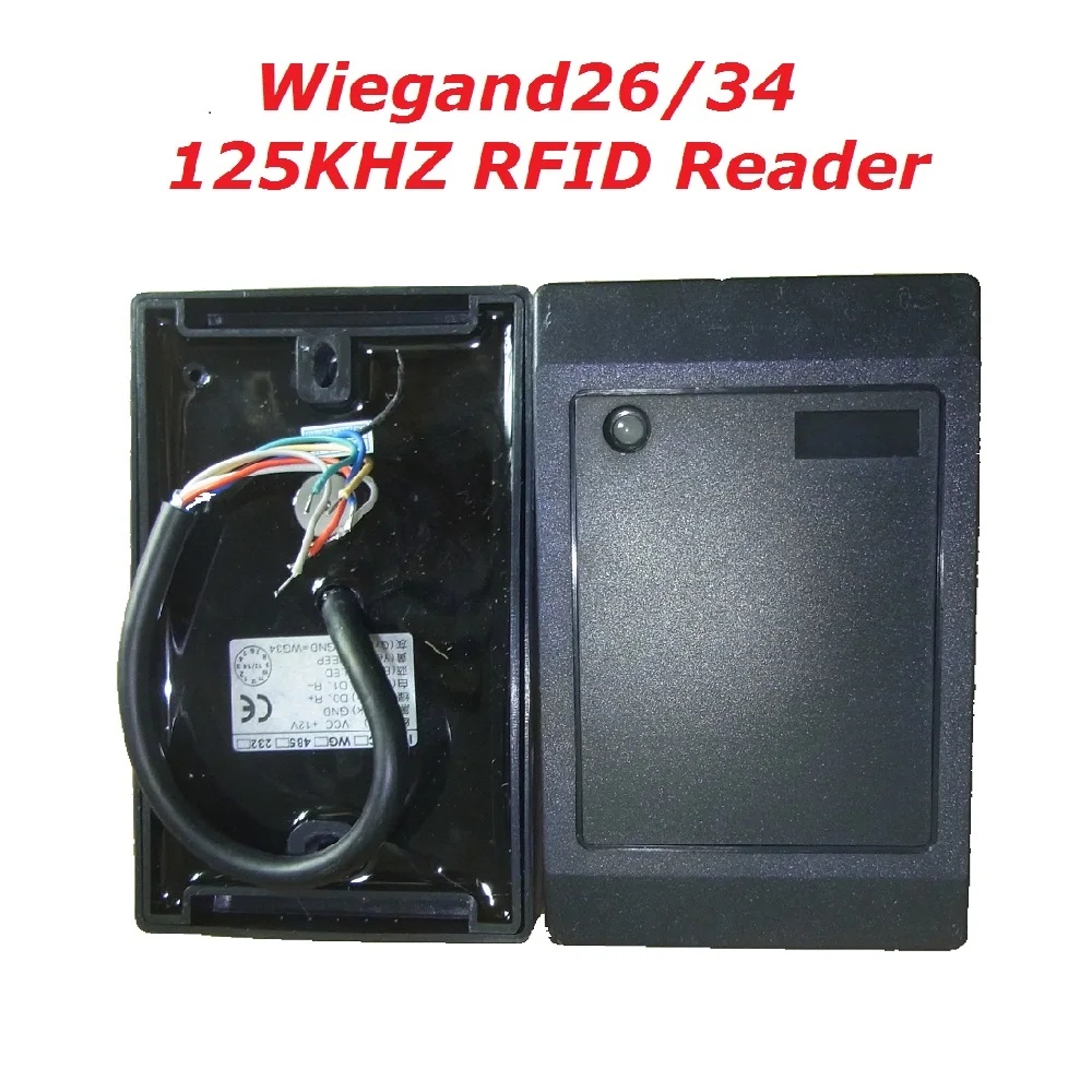 Waterproof Wiegand 26 / 34 Proximity 125KHz WG26/ WG34 Smart EM4100 RFID Card Reader Wholesale Door Access Control System Black Waterproof Wiegand 26 / 34 Proximity 125KHz WG26/ WG34 Smart EM4100 RFID Card Reader Wholesale Door Access Control System Black