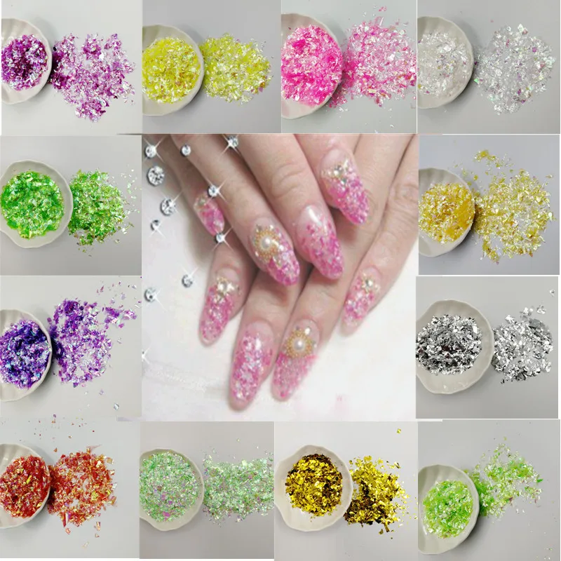 

10g/bag Irregular Shell Paper Sequin DIY Nail Flakies Colorful Paillette Glitter Nail Art Sequins for 3D Nail Art Decoration