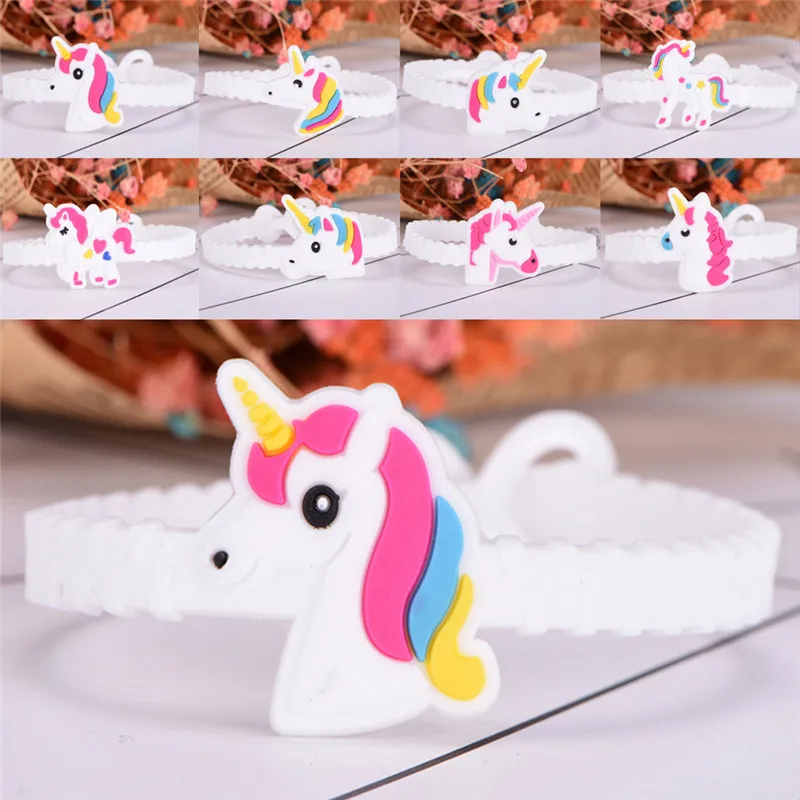 8pcs Children Charm Unique Unicorn Bracelets Girls Boys Birthday Party bag fillers Kids Baby Wristband Child Toy