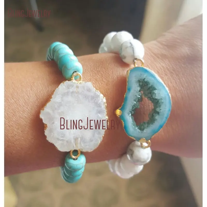 20190325-BM10751-blue agate druzy white marbled howlite bracelet druzy bracelet jewelry stackable bracelet boho jewelry_3