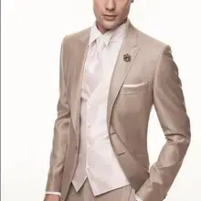 Slim Fit Жених Смокинги для женихов шампанское Groomsmen Пик нагрудные Best человек костюм жених свадьба Пром ужин Костюмы(куртка+ Брюки для девочек+ галстук+ жилет