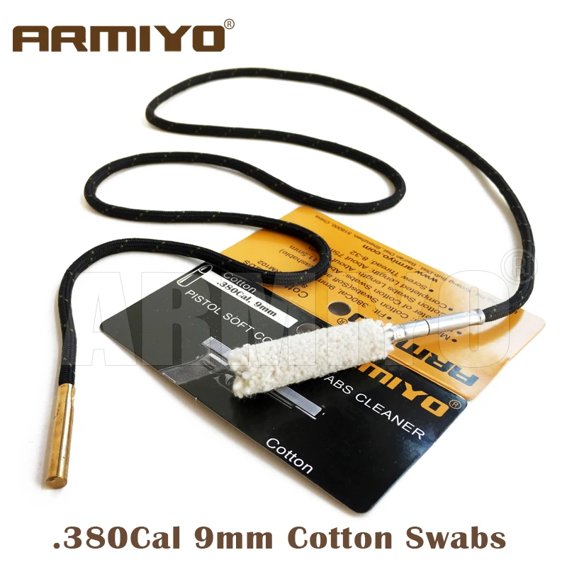 

Armiyo Cotton .38Cal .35/.357Cal 9mm Pistol Rifle Barrel Cleaner Gun Bore Cleaning Swabs Hunting Accessories Screw Size 8-32