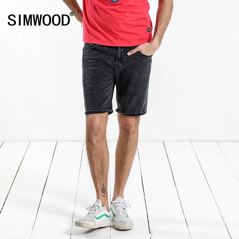 

SIMWOOD 2019 Summer New Denim Shorts Men Solid Knee Length Washed Jeans Slim Fit High Quality Vintage Brand Clothing 180198