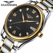 Luxury Brand GUANQIN Мужчины Кварцевые Часы Часы Полный Нержавеющей Водонепроницаемый Повседневная Наручные Часы Для Человека Спортивные Relojes Открытый Саат