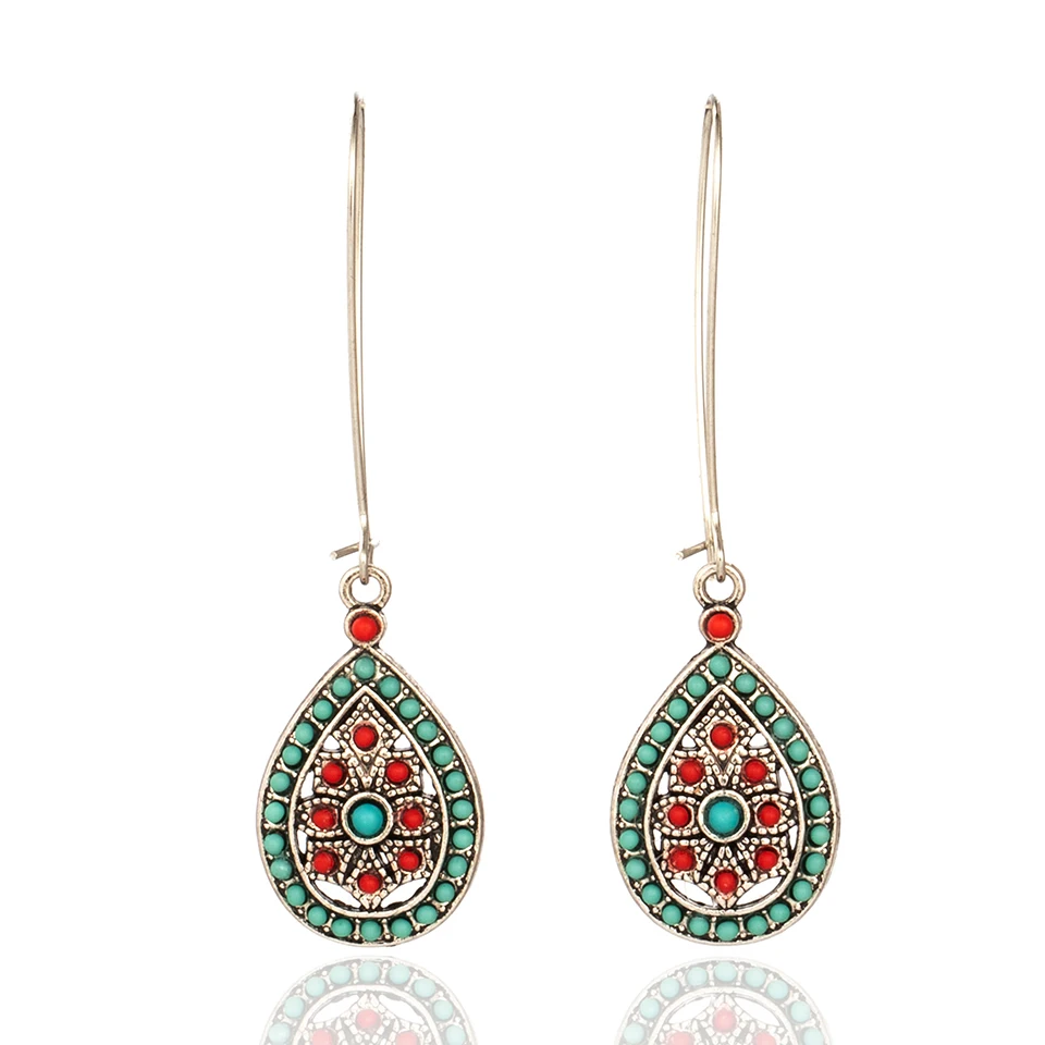 

Boho Vintage India Ethnic Water Drip Beads Dangle Drop Earrings for Women Colorful Female 2019 Wedding Party Jewelry Accessories