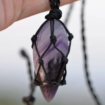 Hemp Wrapped Amethys Crystal Necklace6
