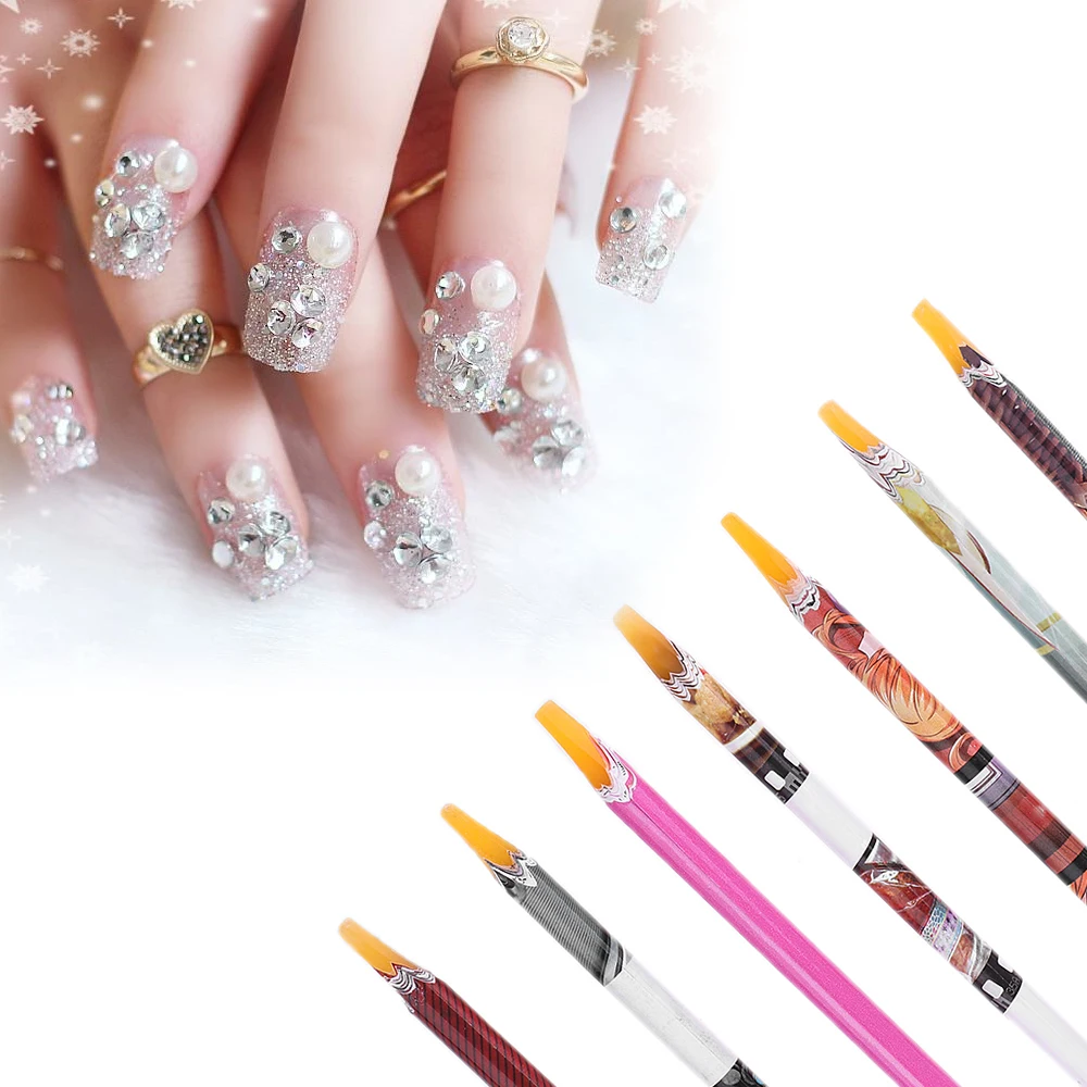 

Random! 1PC Wax Dotting Pen Pencil Self-adhesive Rhinestones Gems Drilling Easily Picking Tips Tools DIY Salon Nail Art Manicure