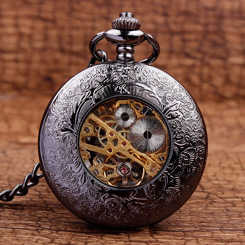 Винтажные классические бронзовые карманные часы в стиле стимпанк, Мужские автоматические механические карманные часы из нержавеющей стали для мужчин и женщин