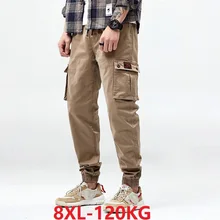 Большие размеры 6XL 7XL 8XL мужские брюки карго карманные летние шаровары стиль сафари карандаш брюки высокой уличной стрейч хаки черный крутой 44