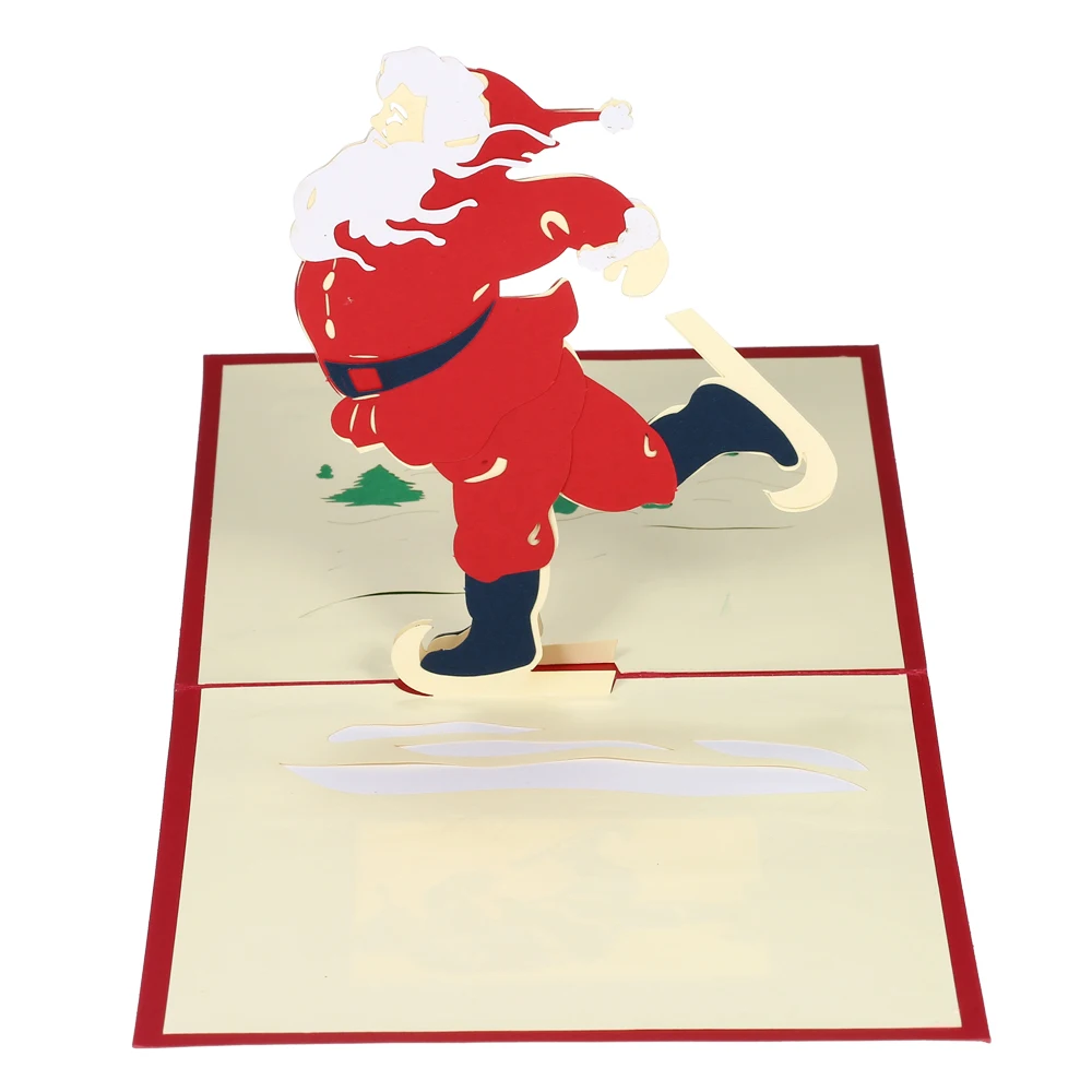 

3D New Year Christmas Pop Up Greeting Card Gift Christmas Card with Envelope Santa-Bell Reindeer Castle Angel Christmas Supplies