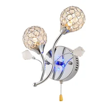 Современные хрустальные 2 головки светодиодный настенный выключатель лампы для спальни коридор балкон, коридор настенная лампа, зеркало для ванной комнаты настенные бра