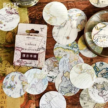 45 unids/caja mapa vintage globo mini decoración pegatina de papel para decoración DIY álbum de recortes diario etiqueta adhesiva