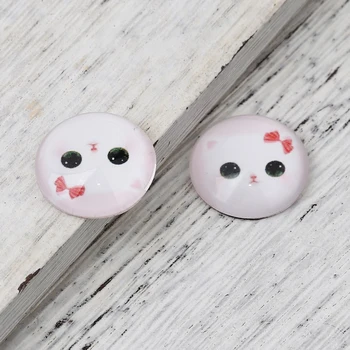 

Glass Dome Seals Cabochon Round Flatback White & Pink Cat Pattern 20mm( 6/8") Dia, 30 PCs