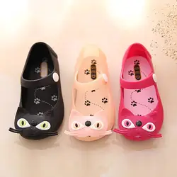 Весенние сандалии принцессы для девочек; прозрачная обувь для малышей с котенком; От 1 до 6 лет