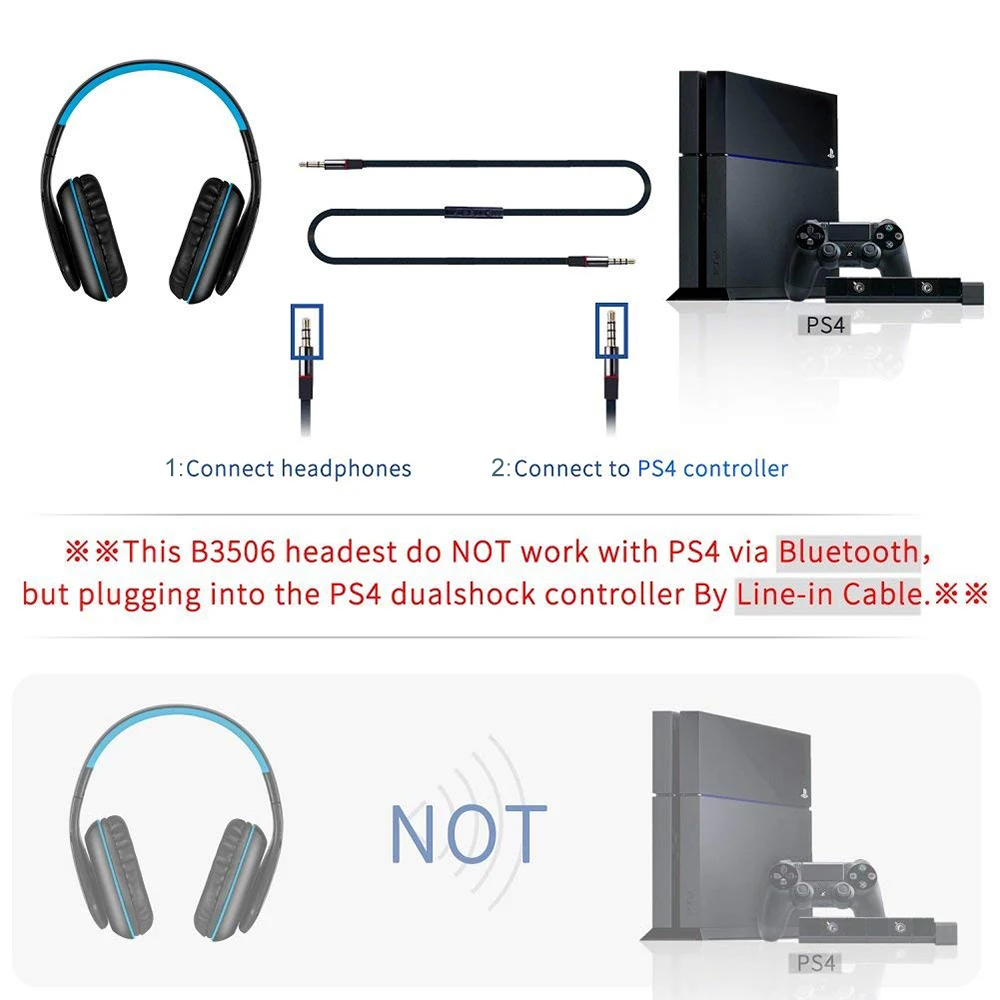 KOTION EACH B3506 Bluetooth наушники Беспроводная игровая гарнитура складная гарнитура V4.1 с микрофоном для телефона PS4 ПК Компьютеры