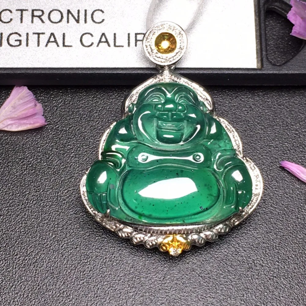 

501 Fine Jewelry Real Pure 18 K White Gold Jewelry Natural Burmes Jade Gemstones Jadite Pendant Necklace Pendants Necklaces