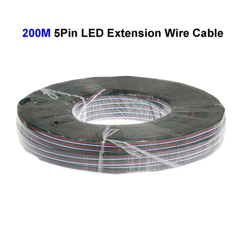 2roll 200M 22AWG 5 Pin RGBW LED Extension Extend Wire Cable Cord For