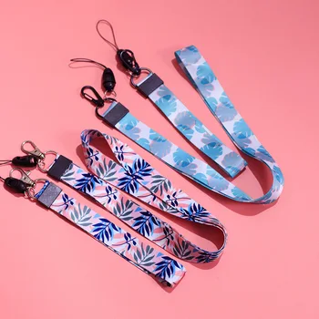 

Small Fresh Leaves Neck Strap Lanyards for ID Card Student Nurse Exhibition ID Name Card USB badge holder DIY Hang Rope Lariat