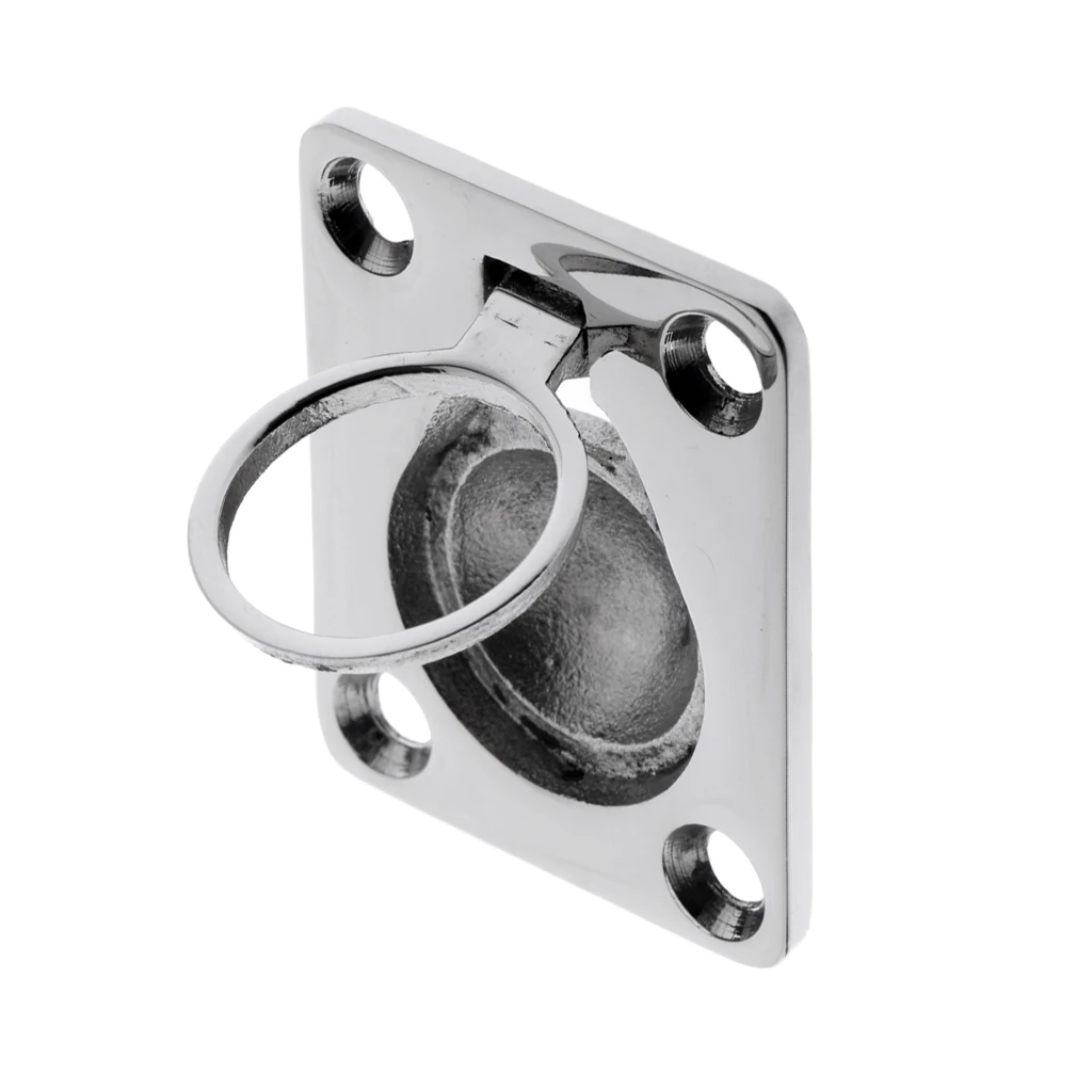 316 Stainless Steel Flush Pull Lift Ring Handle for Marine Boat Hatch Locker Boat Parts Accessories  4.8 x 3.8 cm Silver