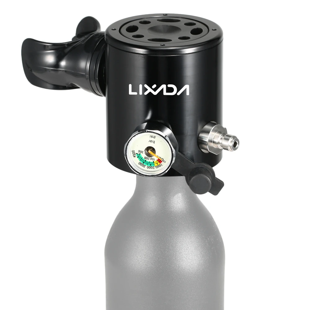 

LIXADA Oxygen Cylinder Head 0.5L Oxygen Cylinder Head Scuba Respirator Part Diving Regulator Breather with Gauge