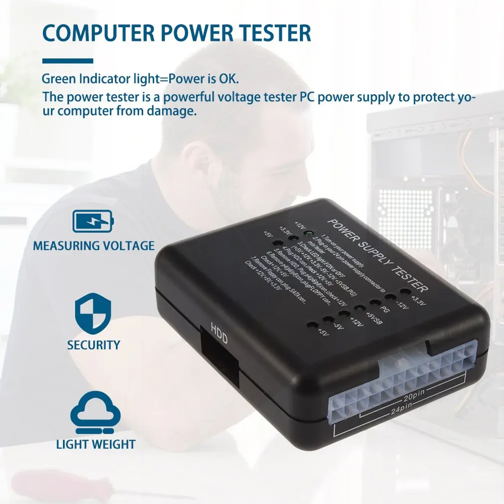 

Power Supply Tester Checker LED 20/24 Pin for PSU ATX SATA HDD Tester Checker Meter Measuring for PC Compute Wholesale