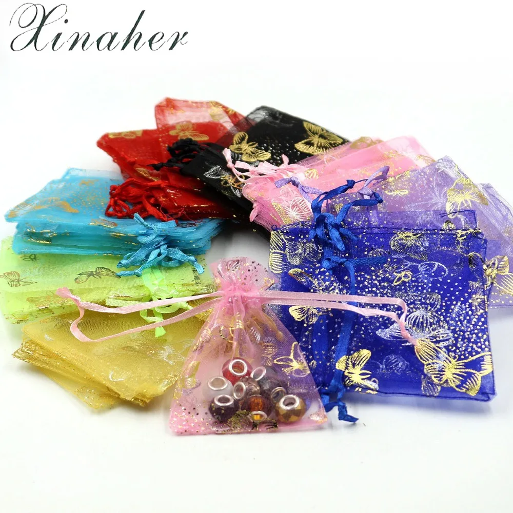 100pcs Wedding Christmas Gift Pouches Bag Organza Bags Jewelry