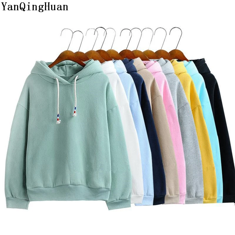 

Autumn Warm Solid Color Jacket Jacket Women's 2018 New Fashion Korean Version Of Harajuku Loose Candy 10 Color Hooded Jacket