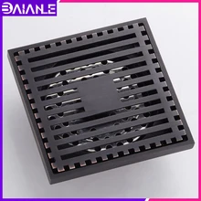Floor Drain Anti-odor Black Brass Balcony Bathroom Shower Drain Strainer Cover Square Hidden Tile Insert Floor Waste Grates