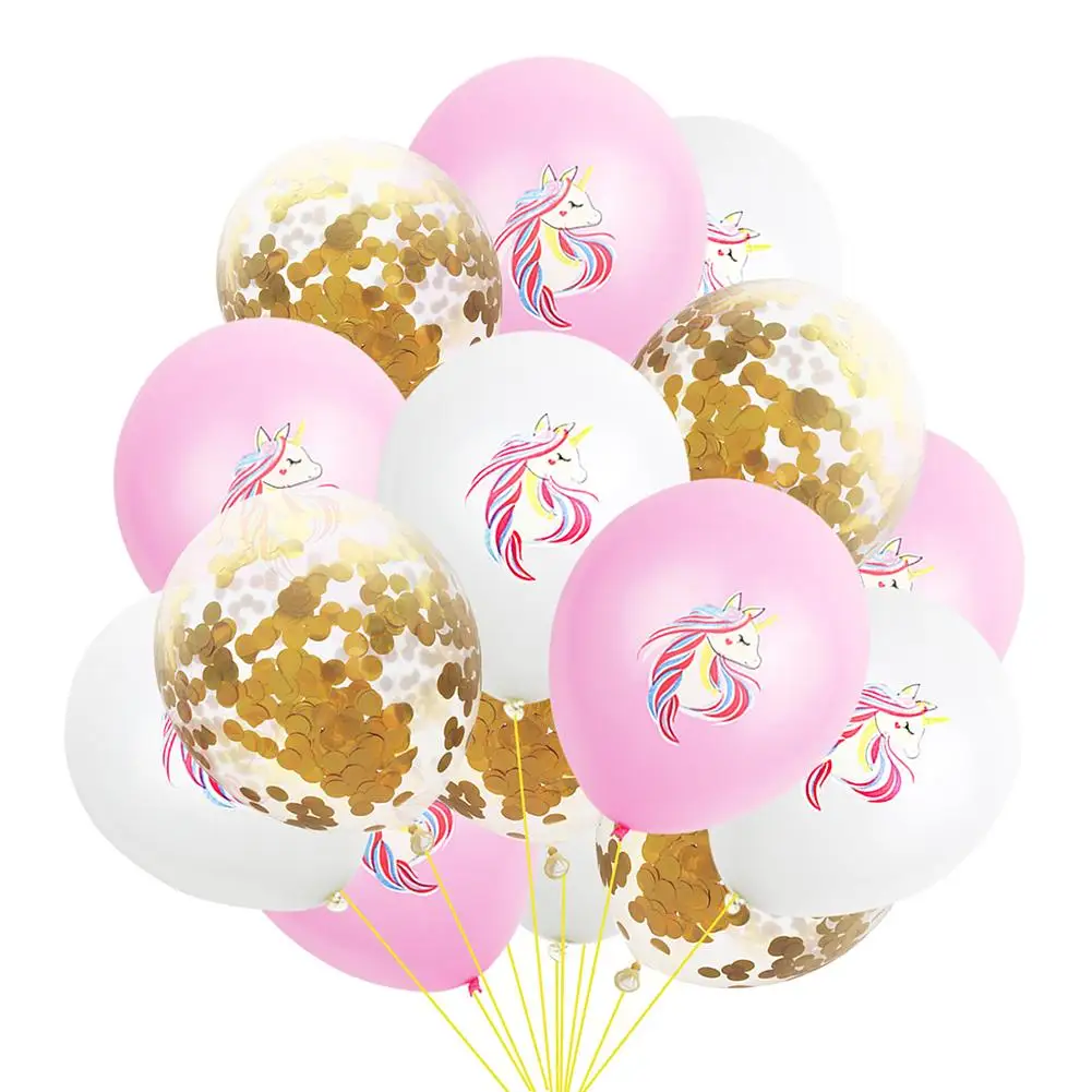 15pcs 12inch Latex Balloon Unicorn Confetti Balloons For Birthday