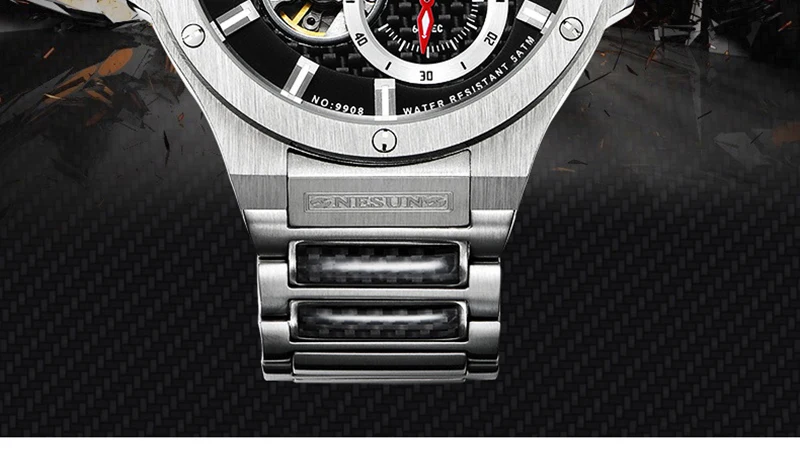 NESUN Креативная одежда Мужские автоматические механические наручные часы Роскошные Лидирующий бренд Сапфир водонепроницаемые спортивные часы Relogio Masculino