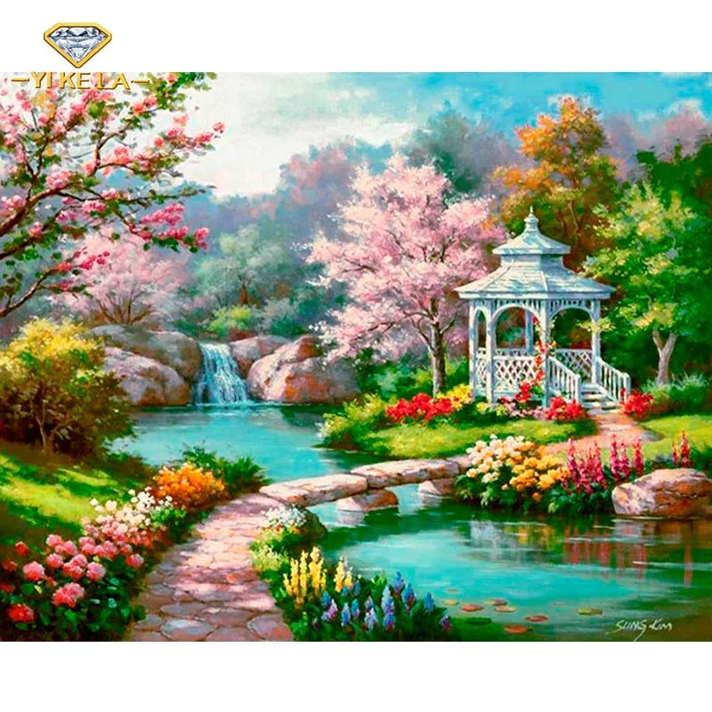Diamond Painting Full Drill Small Scenic Pavilion Mosaic DIY Cross Stitch Embroidery Home Decorative Craft HU66 | Дом и сад