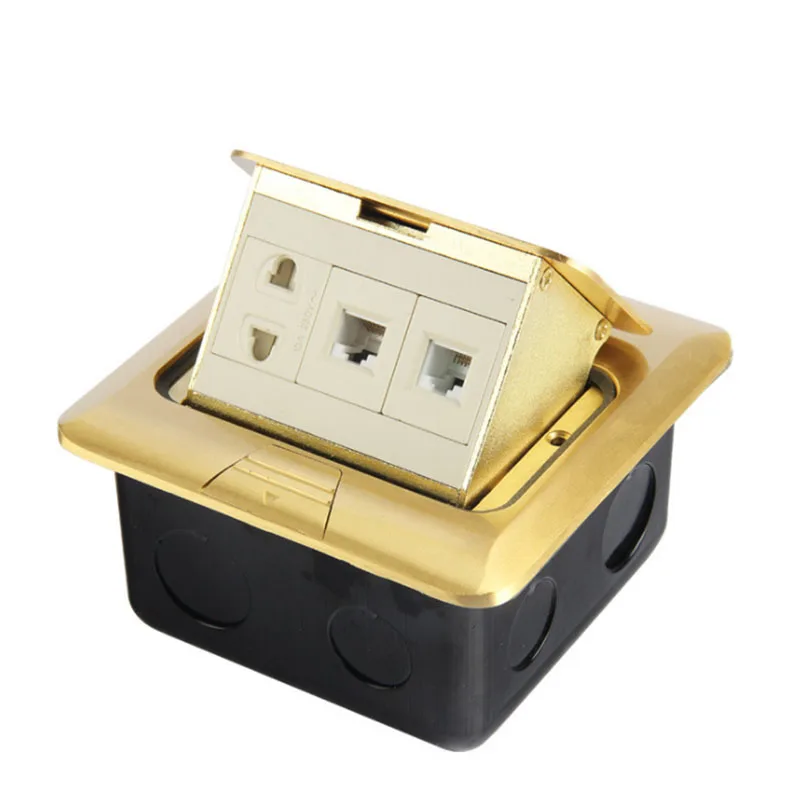 

Copper alloy telephone network module with two polar plug / arc type ground socket. DC-050