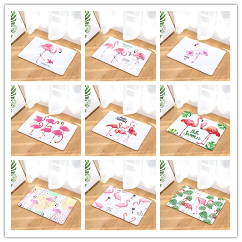 Nordic style Flamingo mat bedroom rug kitchen bathroom rectangular door | Дом и сад
