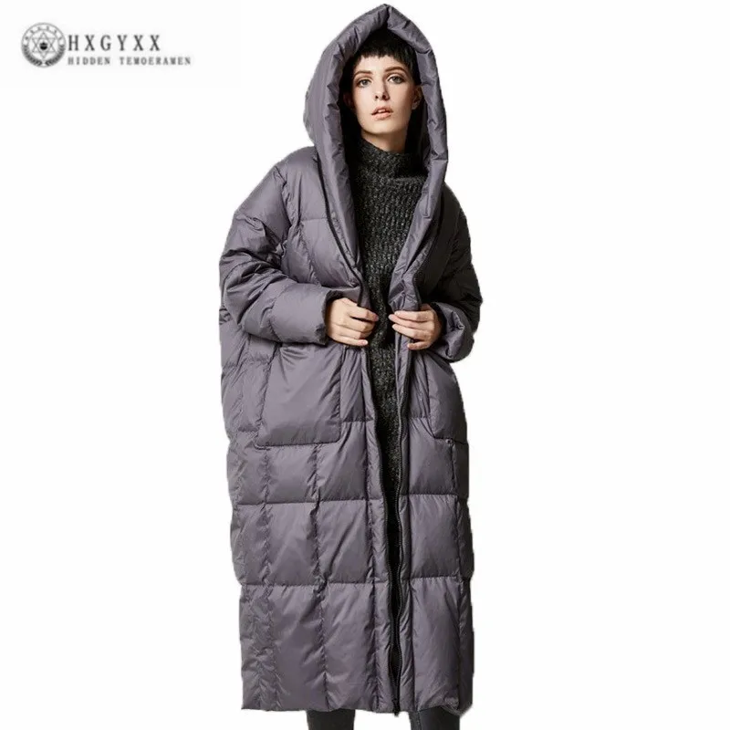 

2019 European Plus Size Parka Fashion Hat Down Jacket Thicker Office Casual Hooded Vintage Loose Winter Women Coat Female J088