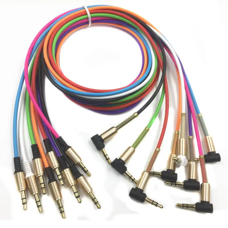 1pc 3.5mm Jack Audio Cable 3.5 Male to Male Right Angle Car Aux Auxiliary Audio Cable Cord Supports Phone PC 8Colors Mayitr