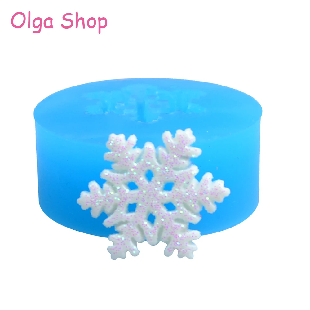 

JYL227 17.5mm Christmas Snowflake Silicone Mold - Fondant Cake Decorating Sugarcraft Resin Polymer Clay Charm Key Ring Jewelry