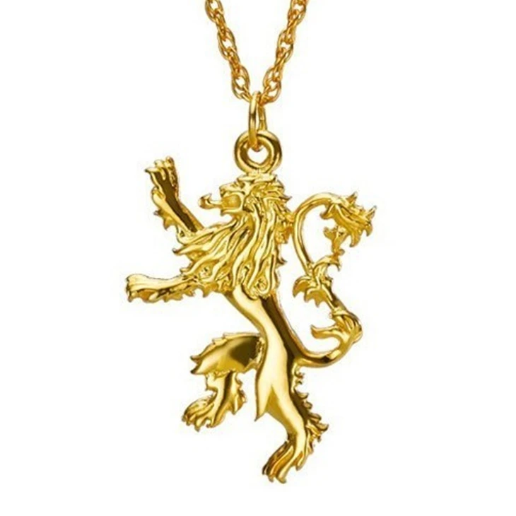 Lannister ожерелье Cersei Jaime Hourse Золотой значок льва Старк песня Льда и Огня Кулон игра