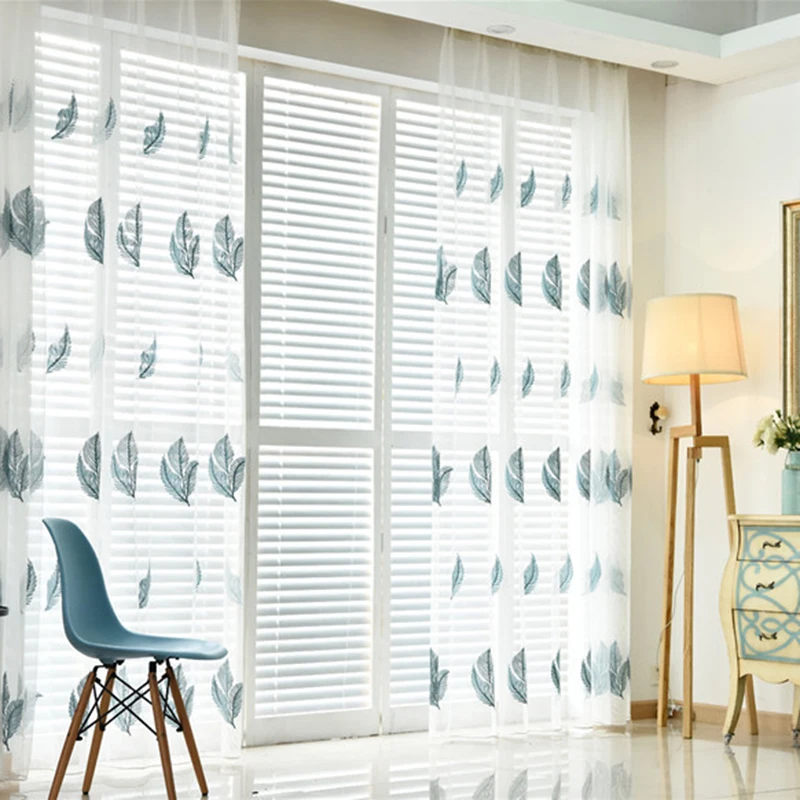 

Modern Tulle Curtains for Living Room Bedroom Kitchen Curtains Embroidery Floral Window Voile Curtain Panel Drape
