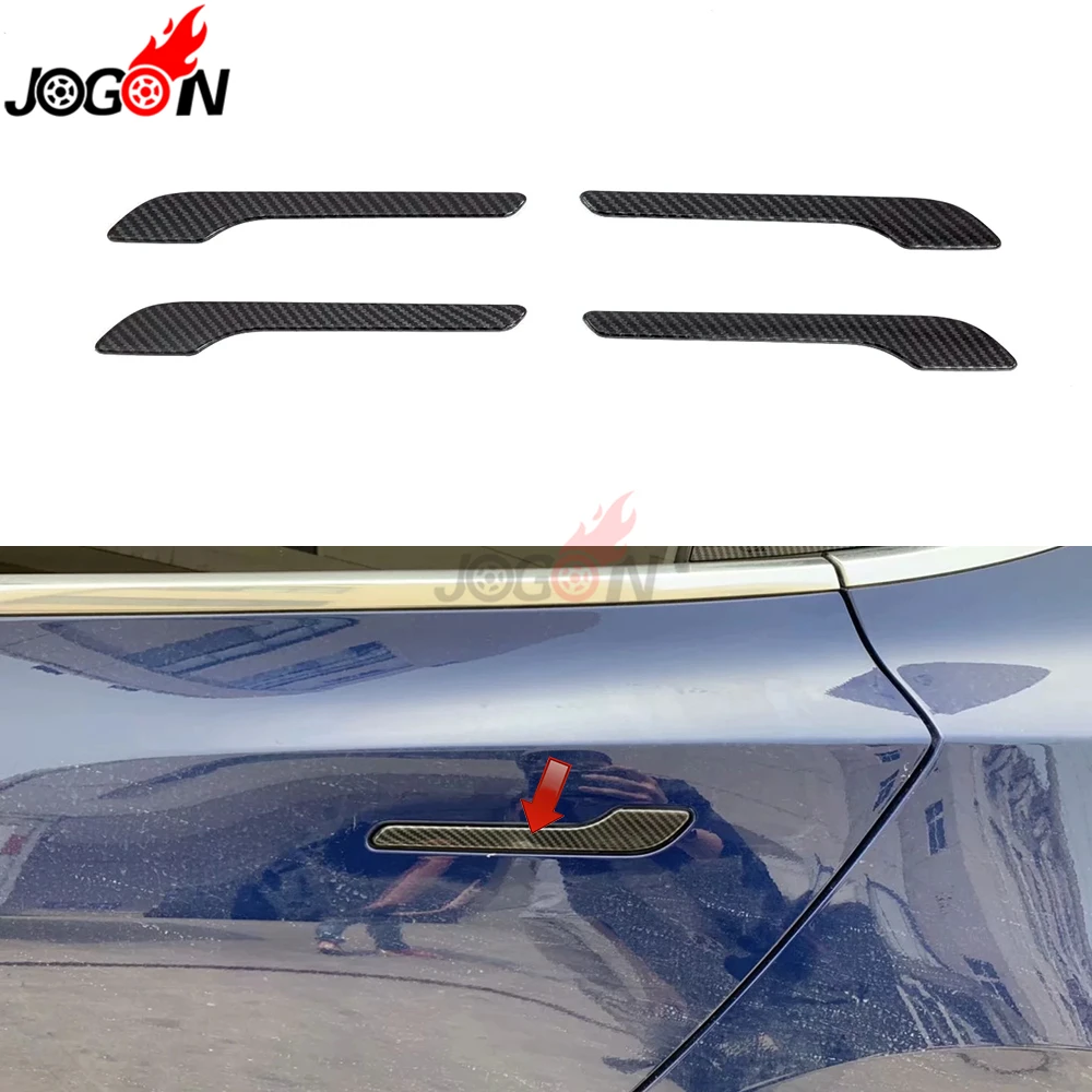 

Carbon Fiber Look For Tesla Model 3 2017 - 2019 Car Side Body Door Handle Cover Trim Molding Accessories