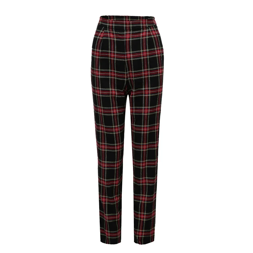 Spring Women's Wear Loose Trousers Cotton Mid Waist Sweet Plaid Ladies Casual Pants Spring Women's Wear Loose Trousers Cotton Mid Waist Sweet Plaid Ladies Casual Pants