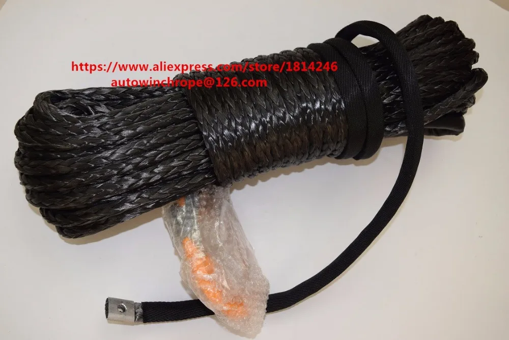 أسود 12 ملليمتر * 30 متر الاصطناعية ونش حبل مع هوك ، atv ونش كابل ، ونش حبل 12 ملليمتر ، off road حبل