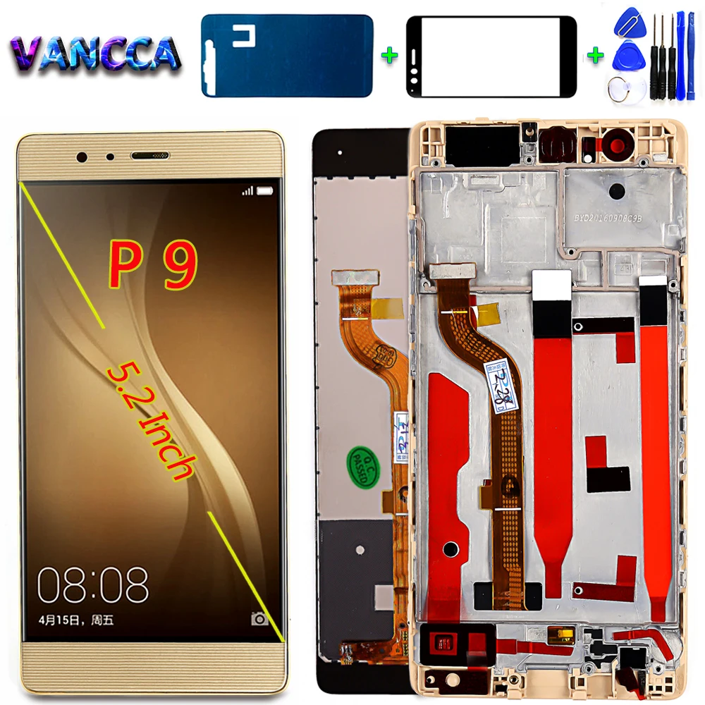 

Vancca 5.2 inch LCD display For HUAWEI P9 Touch Screen EVA-L09 EVA-L19 Digitizer Assembly 1920*1080 Frame with Free Tools