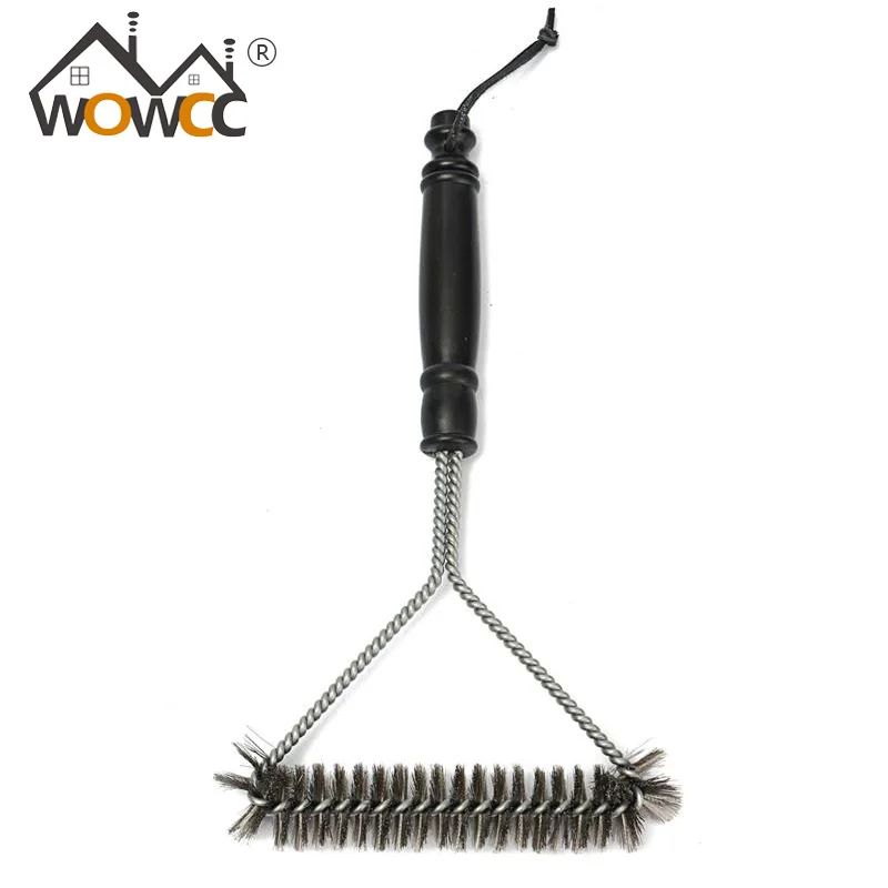 WOWCC Non stick Barbecue Grill Rugged BBQ Brush Stainless Steel Wire Bristles Cleaning Brushes