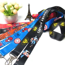 Дети Супермен Человек-паук Железный человек ключ строп значка ID Держатели Бэтмен Капитан Америка ремешки на шею для мобильного телефона