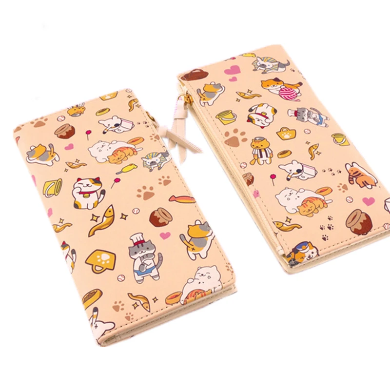 

Japanese Anime Natsume's Book of Friends/Neko Atsume Kawaii Cat Women Long Wallets Fashion pU Leather Purse Gift Card Holder