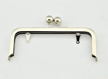 

15.5CM*6.5CM with two big bead on top Metal Purse Frame Clip silver Big bobble purse frame (with loops) purse making supplies