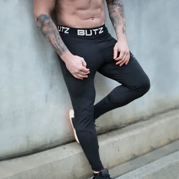 

Men's Sweatpants Leisure Gyms Workout Fitness Bodybuilding Sportswear Cotton Trousers Joggers Skinny Pants Black Pants