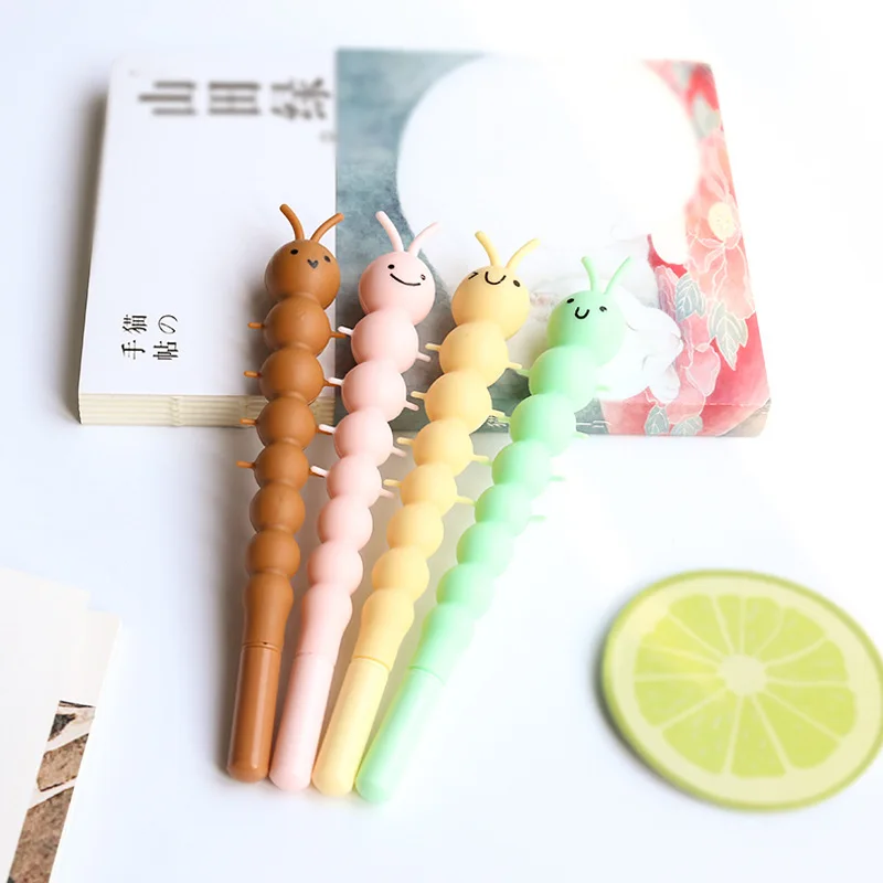 

2pcs/lot 16*2cm Sweet And Lovely Caterpillar Shape Gel Pen 0.5mm Black Needle Pen For Pencil Pen
