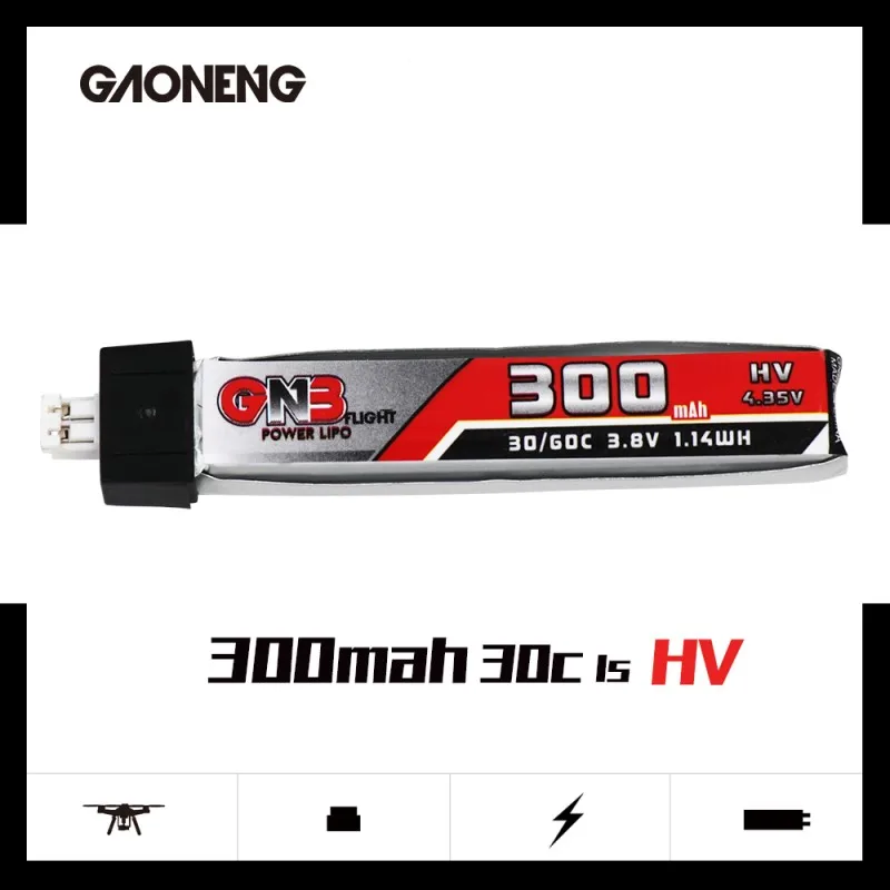 5 шт. GAONENG GNB 1S 300mAh 3,8 V 30C 4,35 V HV Lipo аккумулятор PH2.0 разъем для UK65 US65 Blade индуктивность BetaFPV 65S URUAV UR65 Дрон