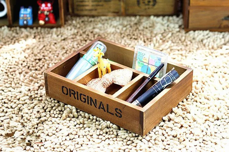  1PC Zakka New grocery retro old wooden desk box little storage box meat pot hot selling JL 0902